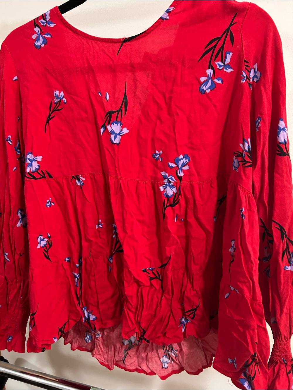 POPSUGAR Red Floral Long-Sleeve Tunic Top
